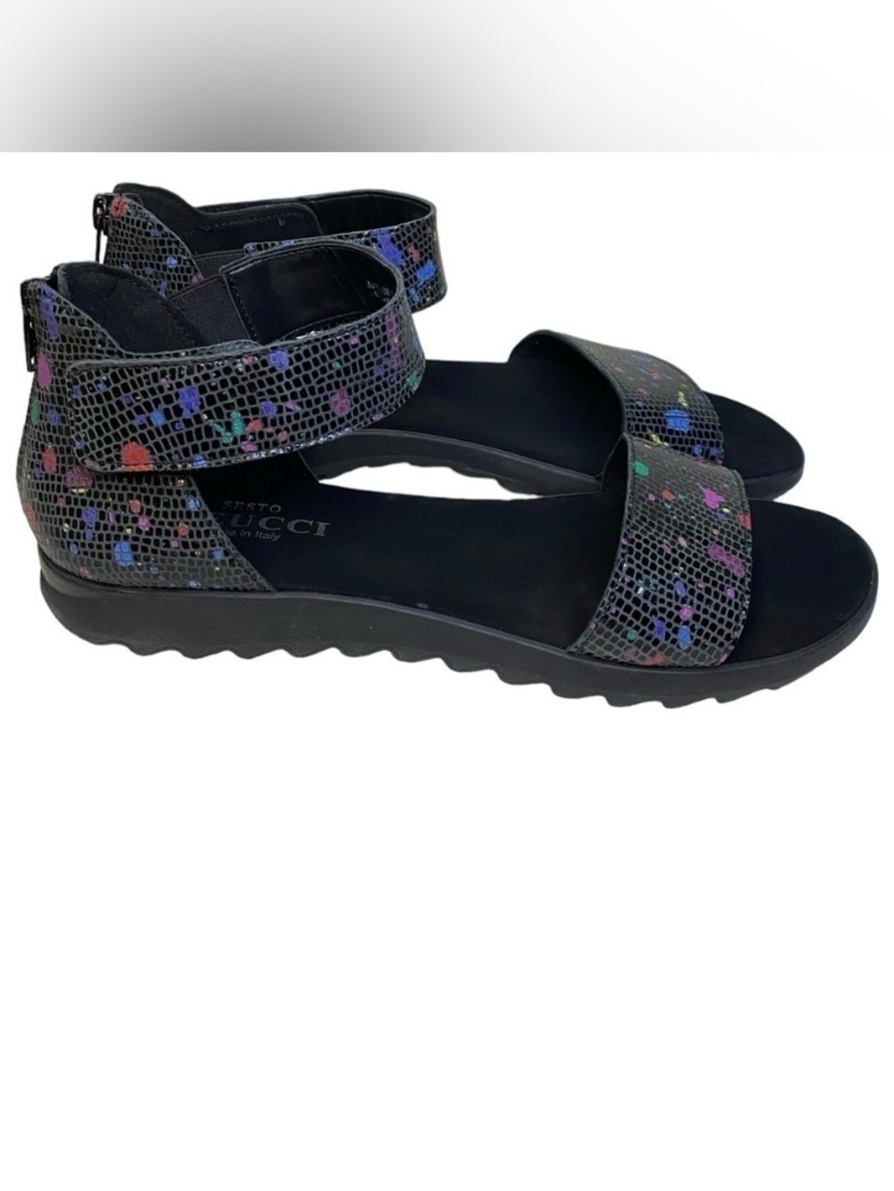 Sesto Meucci Paint Drop Ankle-Grip Comfort Sandals Women’s Size 9 W